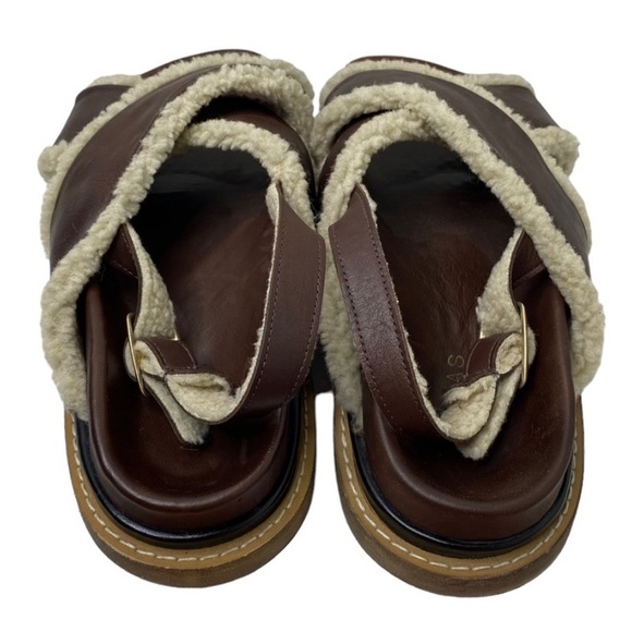 Alohas Marshmallow Brown Leather Sherling Sandals - Picture 5 of 8